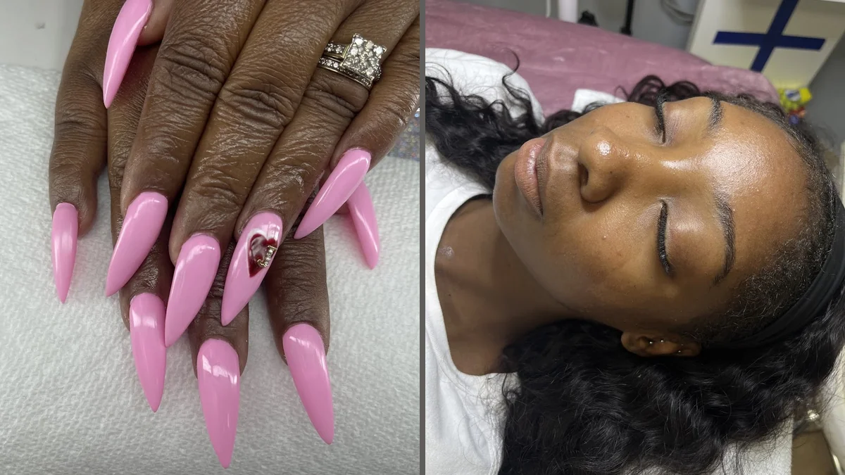 Nail stations with manicure tools